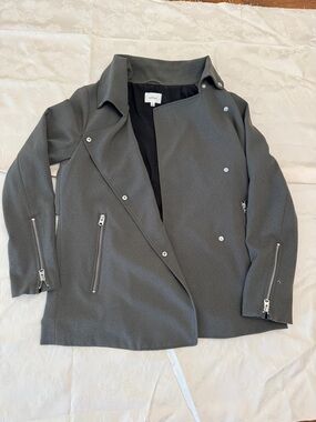 Wilfred Charcoal Grey Asymmetrical Moto Jacket Size Small Aritzia